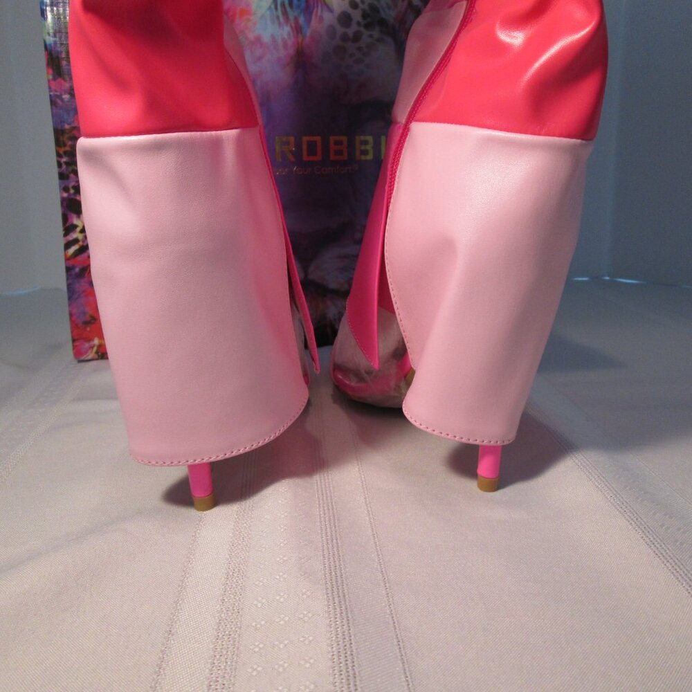 Pink Fold Over Shark Boots Parrish Cape Robbin NIB Sz 6.5 - Picture 5 of 11